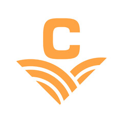 Initial Letter C Agriculture Logo Concept For Farming Symbol Vector Template