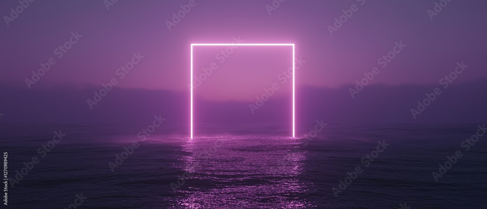 Poster digital art piece that appears to be a photograph of a rectangular frame in the middle of a body of 