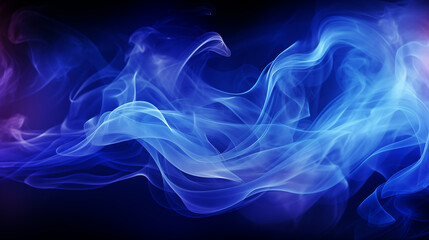 Obraz premium Blue steam on a black background. Copy space background