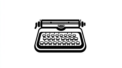 Vintage typewriter writing, office, simple background, retro design