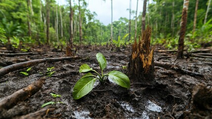 Deforestation impact revealed amazon rainforest nature image devastated environment ground view restoration concept