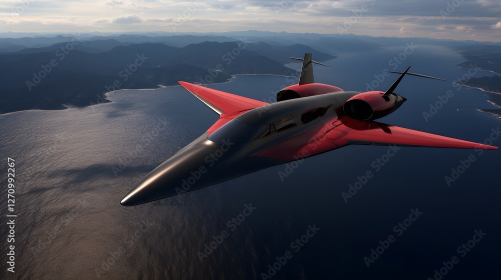Aufkleber sleek and streamlined high speed futuristic aircraft designed with advanced carbon fiber materials f