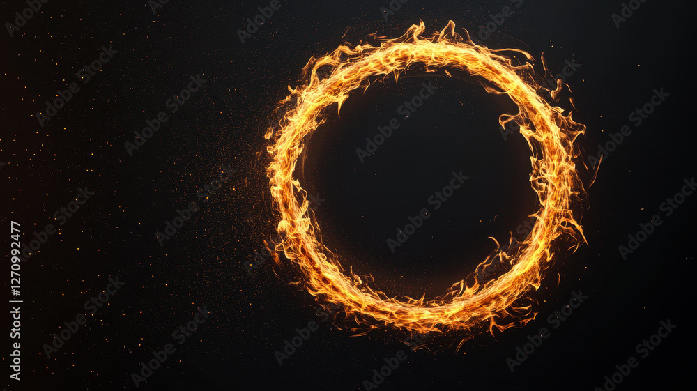 Poster abstract glowing ring of fire with smooth particles creates mesmerizing visual effect