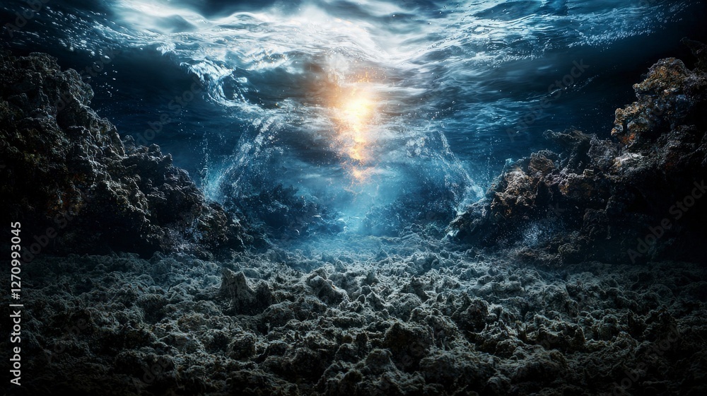 Aufkleber underwater movement of waves ocean landscape nature photography tranquil environment serene view flu