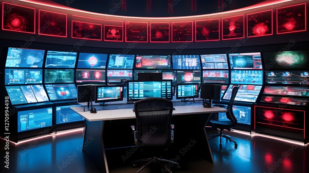 Aufkleber cutting edge electrical control room with advanced holographic energy monitoring displays showcasing