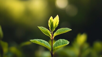 Closeup of a vibrant green plant symbolizing growth and renewal in nature : Generative AI