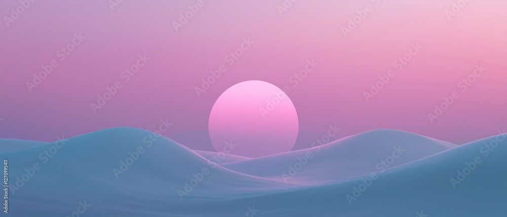 Poster abstract digital illustration with a pink and blue gradient background. in the center of the image, 