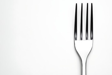 Simple metal fork on white surface