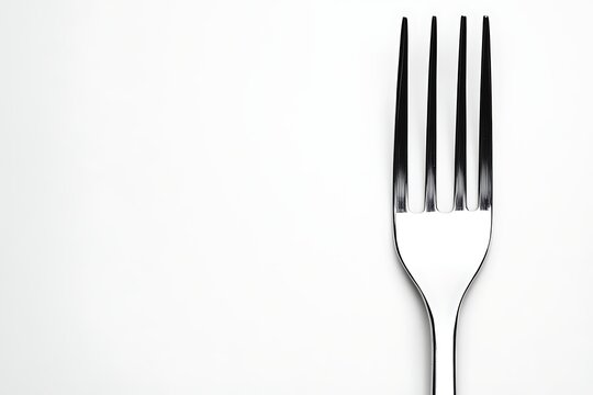 Simple metal fork on white surface