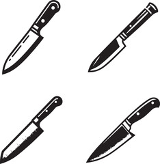 Silhouette Collection of Various Knives