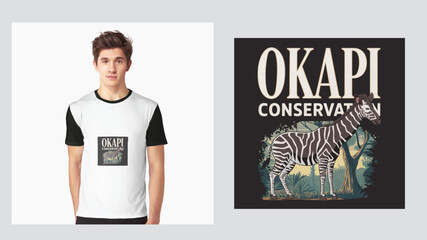 Vintage Okapi – Congolese Giraffe – Save the Okapi Tri-Blend T-Shirt 