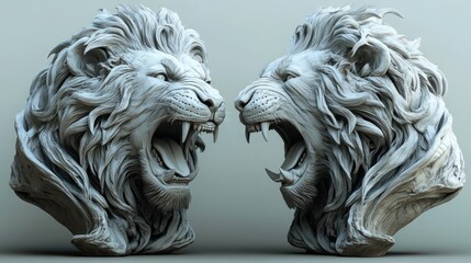 Head shot lion angry side realistic
