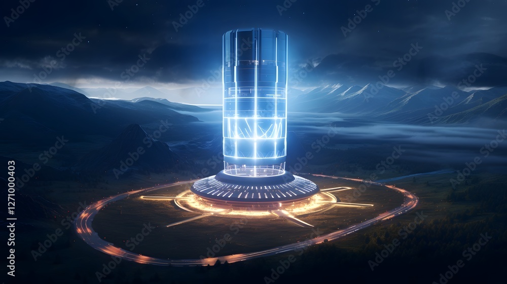 Poster a futuristic fusion energy reactor generating limitless clean power through controlled nuclear fusio