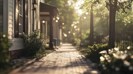 Sunny Pathway Through Historic Homes