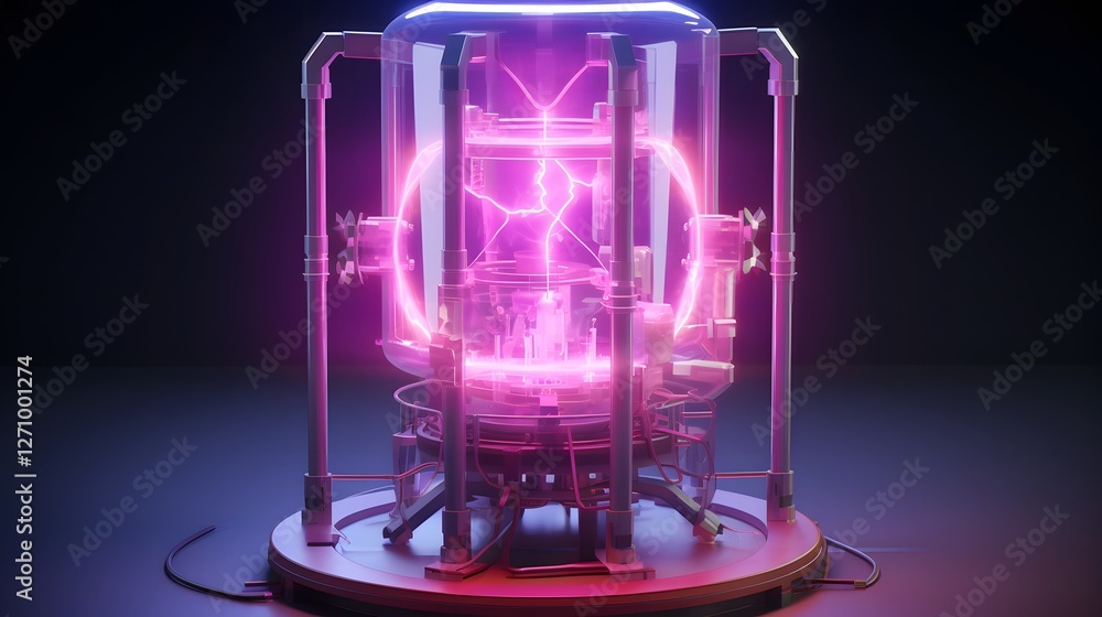 Poster futuristic plasma energy generator producing ultra efficient and environmentally friendly power for 