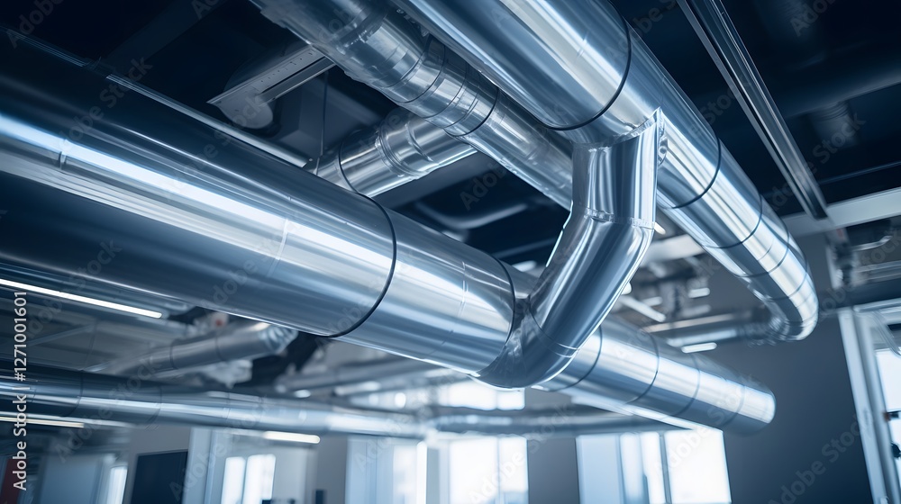 Aufkleber sophisticated ventilation duct system with sleek metallic pipes integrated into the modern building 