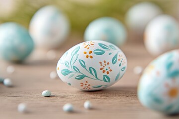 Fototapeta premium Intricate painted easter eggs with floral designs for holiday decoration