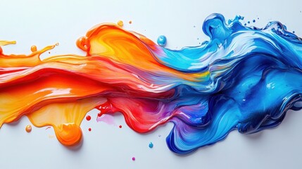 Fototapeta premium Vibrant Swirls of Colorful Paint Abstract Artwork on White Background