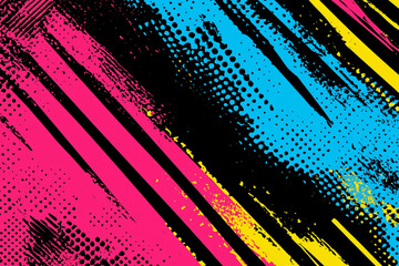 Retro 90s Pop Art Illustration - Colorful Burst Background, AI