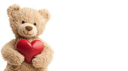 Adorable Teddy Bear Holding a Red Heart: A Symbol of Love and Affection