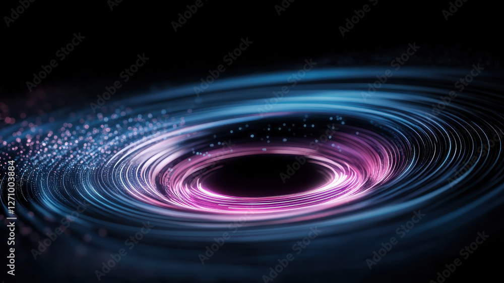 Aufkleber mesmerizing sci fi vortex with swirling neon colors against black background, creating sense of dept