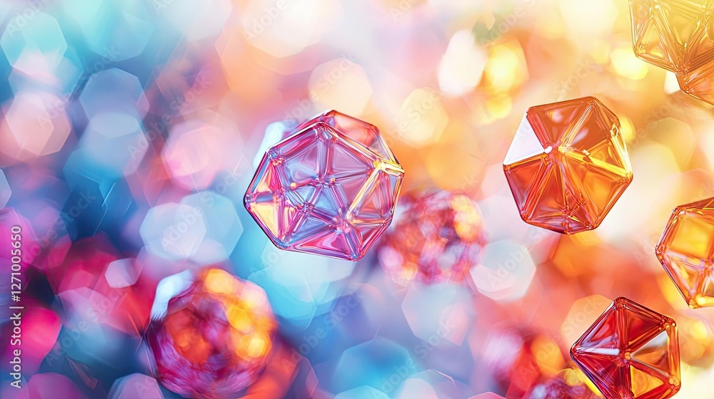 Poster plastic pollution concept. colorful abstract shapes create a dreamy, vibrant atmosphere with sparkli