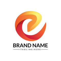 Obraz premium E abstract gradient typography monogram letter logo template