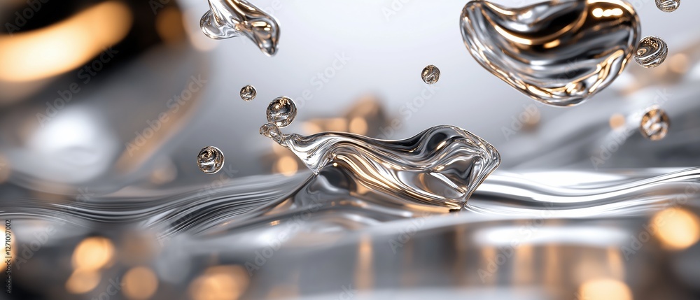 Aufkleber close-up of a group of water droplets falling from the top right corner of the image. the droplets a