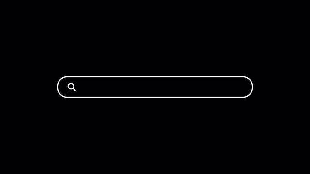 Animated search bar with alpha channel, Internet browsing search bar button animation, Search bar animated with magnify glass icon