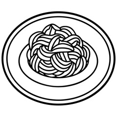 Elegant Spaghetti Plate Outline Vector