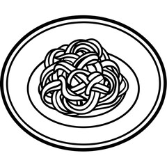 Elegant Spaghetti Plate Outline Vector