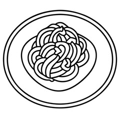 Elegant Spaghetti Plate Outline Vector