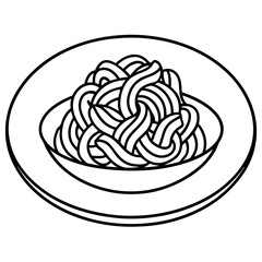 Elegant Spaghetti Plate Outline Vector