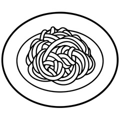 Elegant Spaghetti Plate Outline Vector