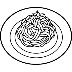 Elegant Spaghetti Plate Outline Vector