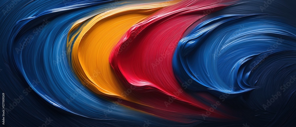 Poster abstract digital art piece that appears to be made up of three overlapping circles.