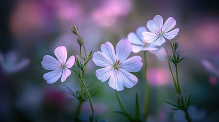 Fototapeta premium Delicate white flowers in soft, dreamy light.
