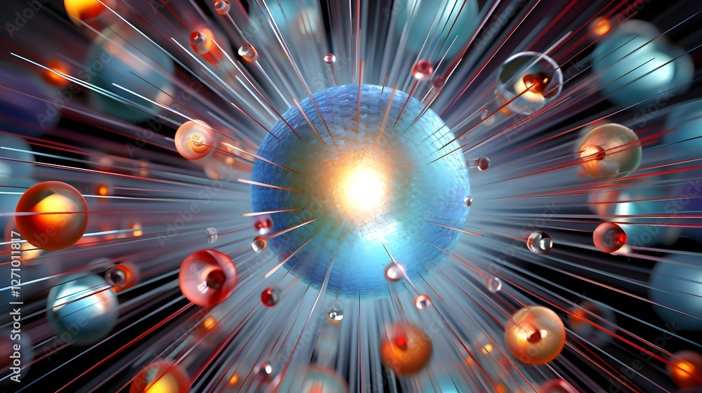 Poster premium close up image of radioactive particles captured under a high magnification microscope