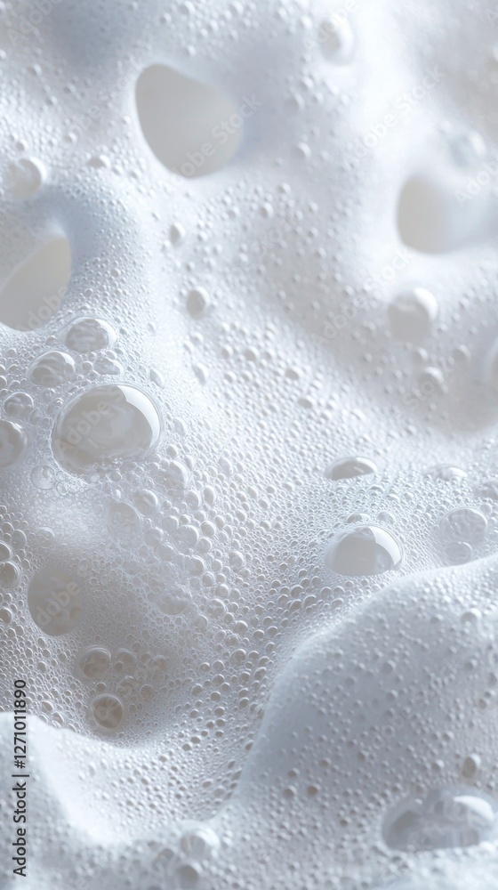 Aufkleber A close-up view reveals a mesmerizing soap foam texture with countless tiny bubbles, creating a soft and inviting atmosphere perfect for relaxation and rejuvenation
