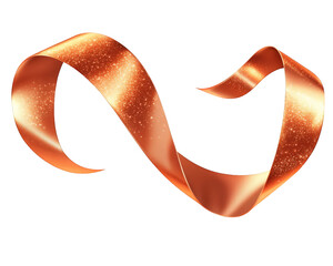 Shiny copper ribbon elegantly curled, isolated on transparency background, adds touch of elegance and charm to any design. Perfect for festive occasions and celebrations