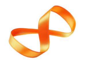 Bright orange ribbon loops gracefully, showcasing its playful design and vibrant color. Perfect for crafts, gifts, or decorations, this ribbon adds cheerful touch to any project