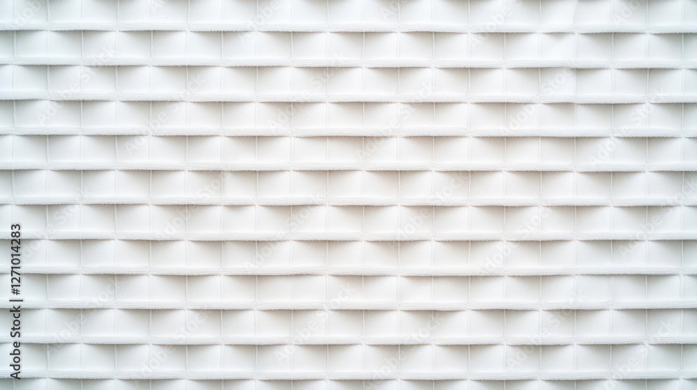 Poster White Geometric Textured Background with 3D Embossed Grid Pattern