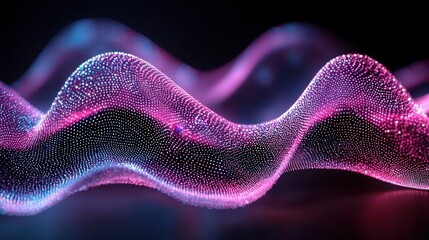 Fototapeta premium Wave of light with dots creating a unique abstract art effect