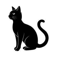 Obraz premium black illustration. Cat style logo or icon illustration. Sitting cat silhouette