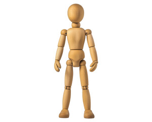 wooden mannequin with adjustable limbs stands upright, showcasing its poseable features. This versatile figure is ideal for artists and designers