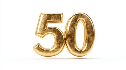 Golden Number 50, Shiny Gold 50, Metallic 50, Bold Number 50, Golden Anniversary 50 Decorative Image, Elegant Gold 50 Art