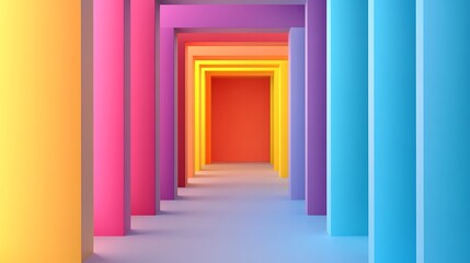 Fototapeta premium Colorful rainbow corridor, abstract background