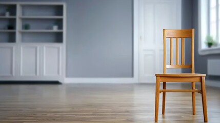 Cozy Wooden Chair Placed Elegantly in a Warm and Inviting Living Room Surrounded by Soft Lighting and Stylish Decor Creating a Relaxing Atmosphere