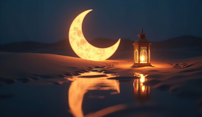Arabic lantern of Ramzan festival celebration background AI image