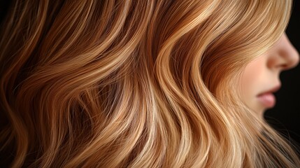 Fototapeta premium Portrait of a beautiful woman with luxurious long blonde hair cascading down her shoulders